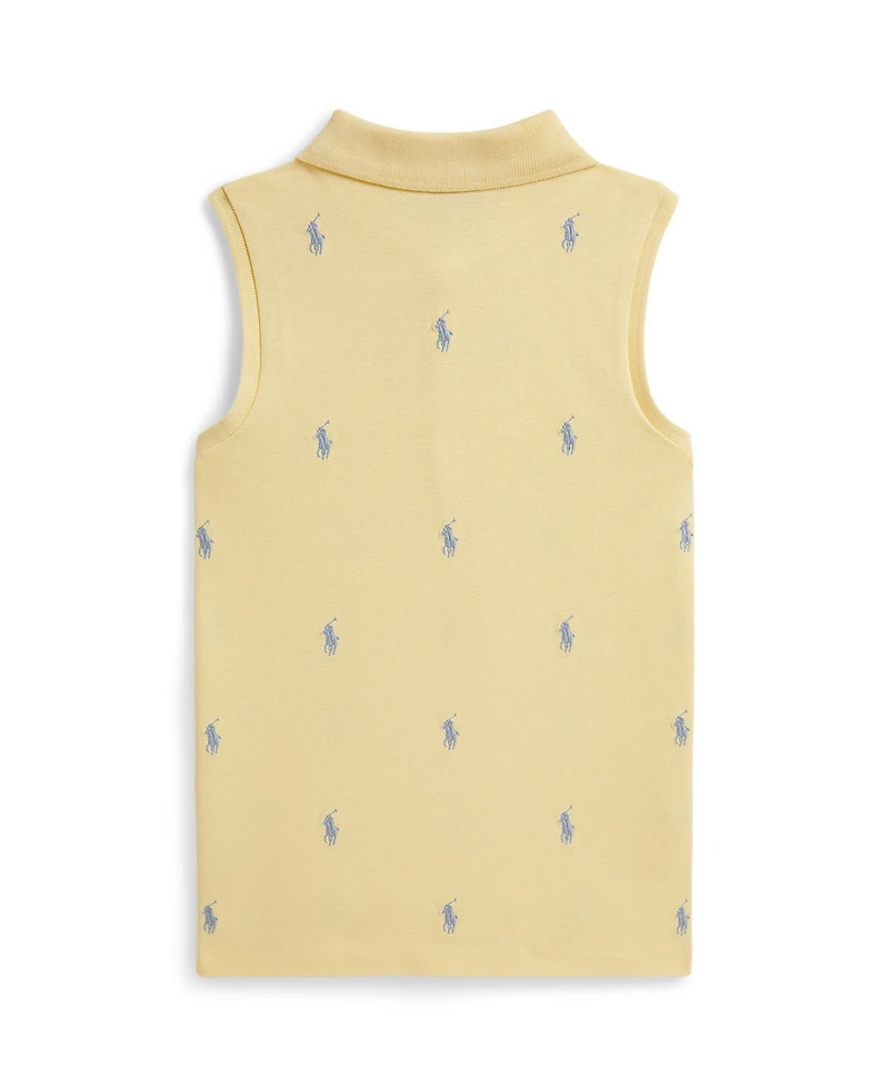 Polo Ralph Lauren Girls' 7-16 Four-Button Placket Pony Stretch Mesh Shirt