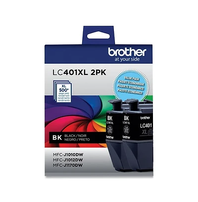 Brother LC401XL2PKS 500 Page-Yield High-Yield Ink - Black (2/Pack