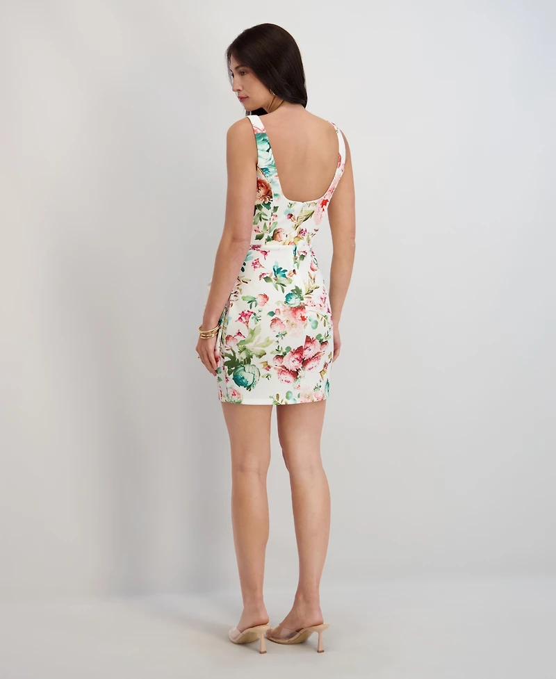 Siena Women's Printed Square Neck Short Dress