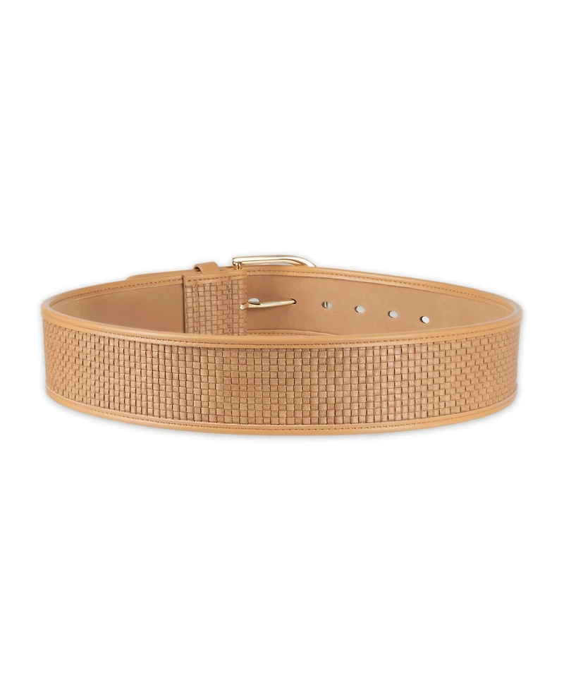 Calvin Klein Mini Box-Woven Leather Polished Buckle Belt