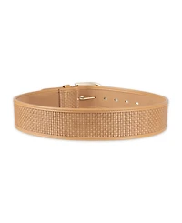 Calvin Klein Mini Box-Woven Leather Polished Buckle Belt