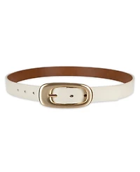 Calvin Klein Reversible Leather Puffed Oval Center-Bar Buckle Belt