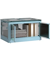 Homcom 3 Stackable Storage Bins w/ Lids, Wheels, Collapsible, 18 gal,