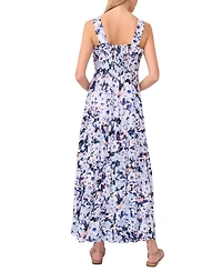 Vince Camuto Women's Smocked Back Challis Square Neck Maxi Dress