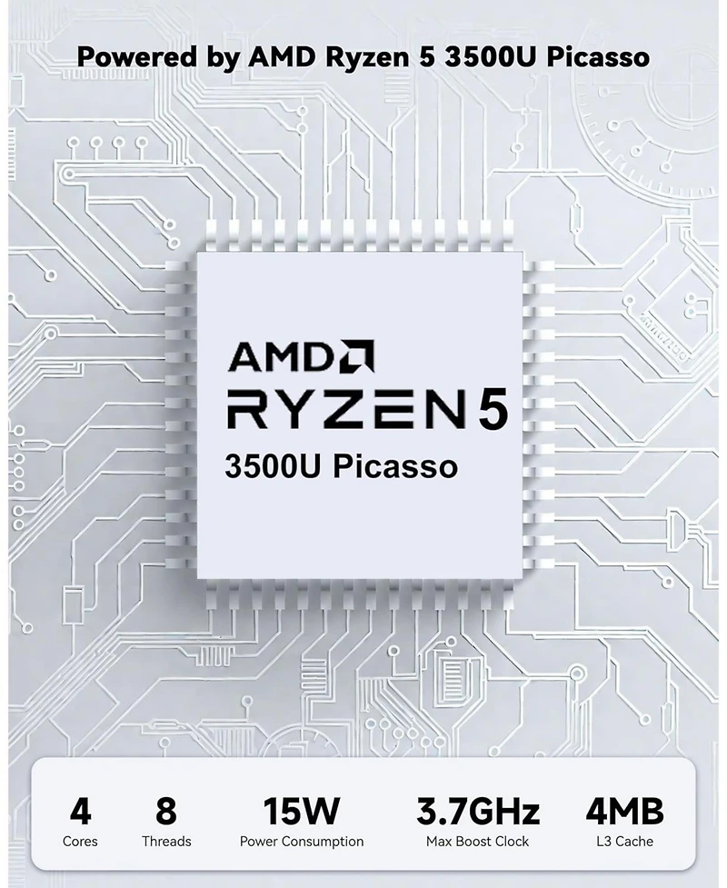 Nimo 15.6 Fhd Ips Laptop-Computer Amd Ryzen 5 3500U 16GB Ram 512GB Ssd 3.7GHz