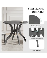 Streamdale Furniture Oak Gray Round Dining Table 39.4" - Solid Wood Legs, Timeless Elegance
