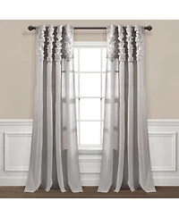 Lush Decor Ruched Waterfall Linen Textured Window Curtain Panel Single 52"W x 84"L Off Light Gray - Gray Curtains For Bedroom
