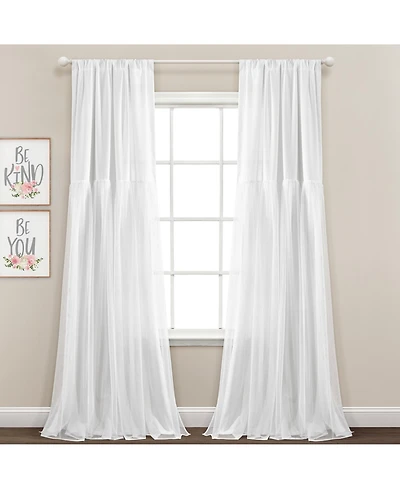 Lush Decor Tulle Skirt Solid Light Filtering Window Curtain Panels Pair 40"W x 84"L White - White Curtains for Bedroom - Cute Curtains