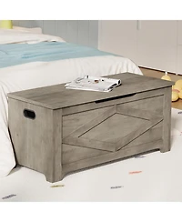gaomon 39.4" Wooden Storage Chest, Storage Bench with Safety Hinges for Entryway & Living Room