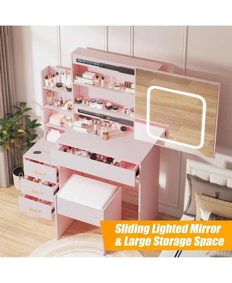 gaomon 4-Drawer Bedroom Dresser with Electrical Outlet, Storage Cabinet