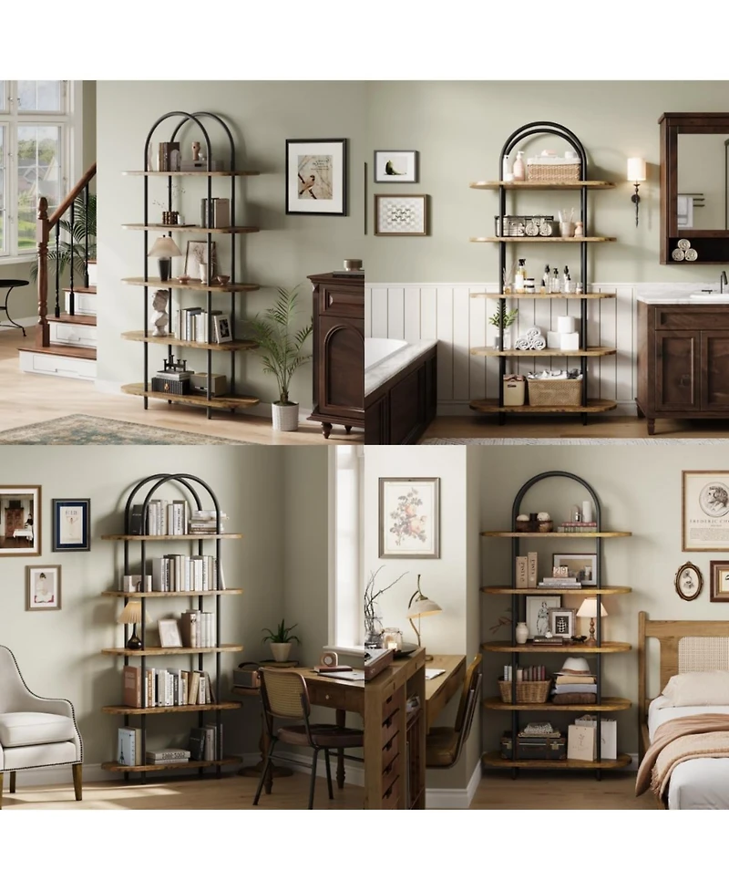 gaomon 71" 5-Tier Metal Collapsible Bookshelf