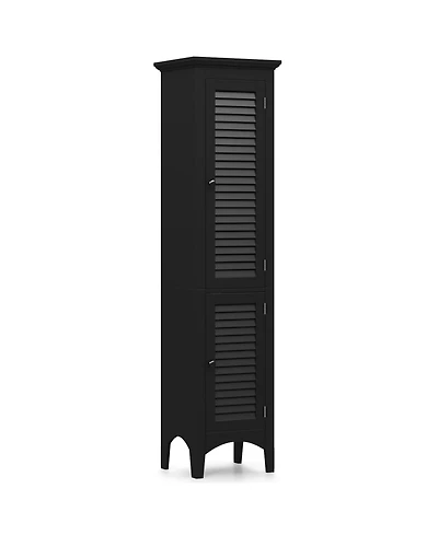Volenca Tall Bathroom Storage Cabinet, Shutter Doors, Adjustable Shelf, Freestanding