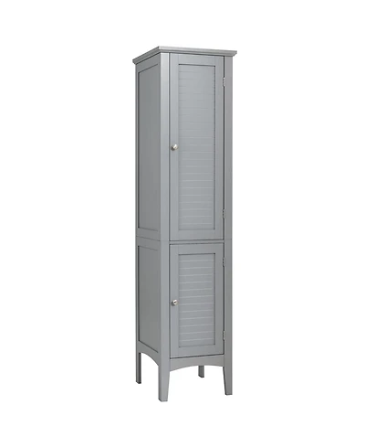 Volenca Tall Bathroom Storage Cabinet, Shutter Doors, Adjustable Shelf, Freestanding