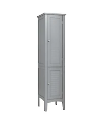 Volenca Tall Bathroom Storage Cabinet, Shutter Doors, Adjustable Shelf, Freestanding