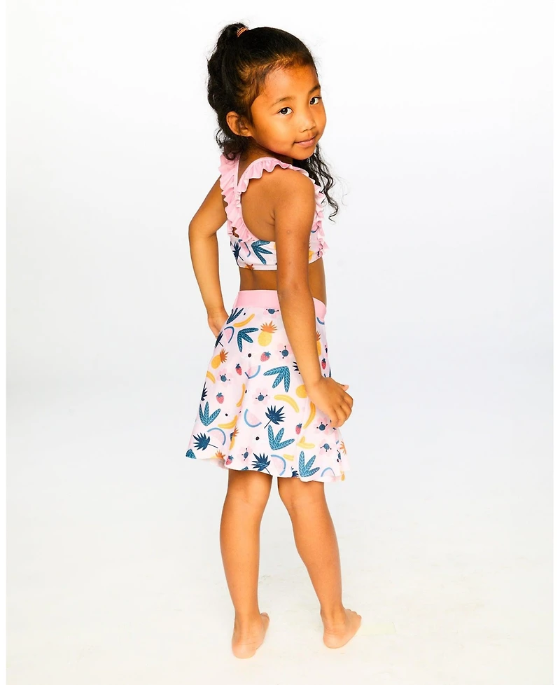 Deux par Girls Beach Skirt Cover-Up Pink Printed Fruits