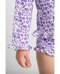 Florence Eiseman Big Girls Floral Print Rashguard Swimsuit with Ruffles