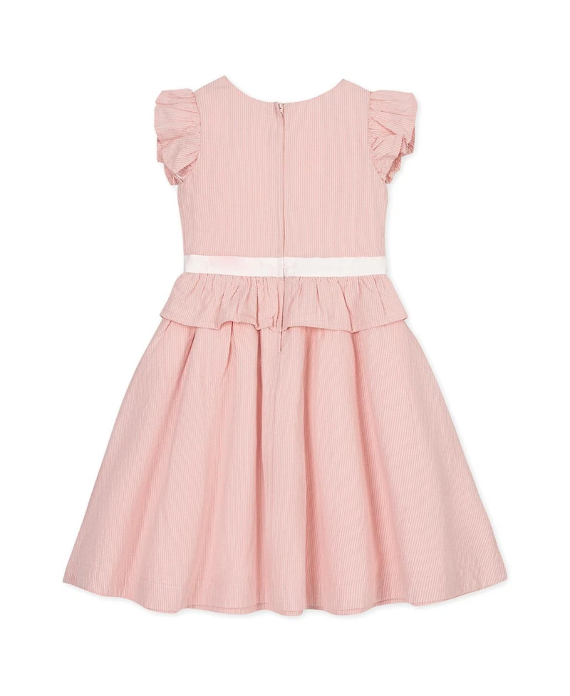 Hope & Henry Little Girls Organic Seersucker Ruffle Sleeve Peplum Dress