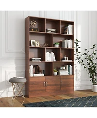 Boyel Living 70.87" Tall Bookshelf with 10 Cubes and 3 Doors, 4-Tier Bookshelf, Open Shelf Bookcase with Cabinet, Modern Cube Storage Organizer