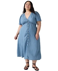 Levi's Plus V-Neck Button-Front A-Line Midi Dress