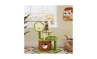 Aostirmotor Machine-Washable Cat Tree with Jungle Theme, 40-Inch Featuring Removable Peach Skin Cover, Sisal Scratching Post & Interactive Toys
