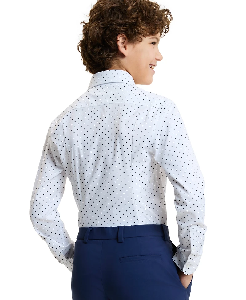 Michael Kors Boys' 8-20 Spead Collar Arrow Print Shirt