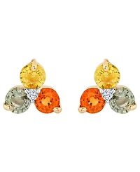 Macy's Multi-Sapphire (1-7/8 ct. t.w.) and Diamond Accent Stud Earrings in 14k Yellow Gold