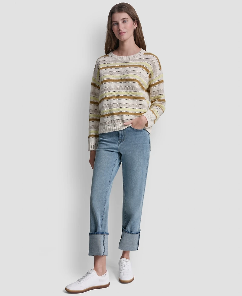 Dkny Jeans Petite Striped Crewneck Sweater