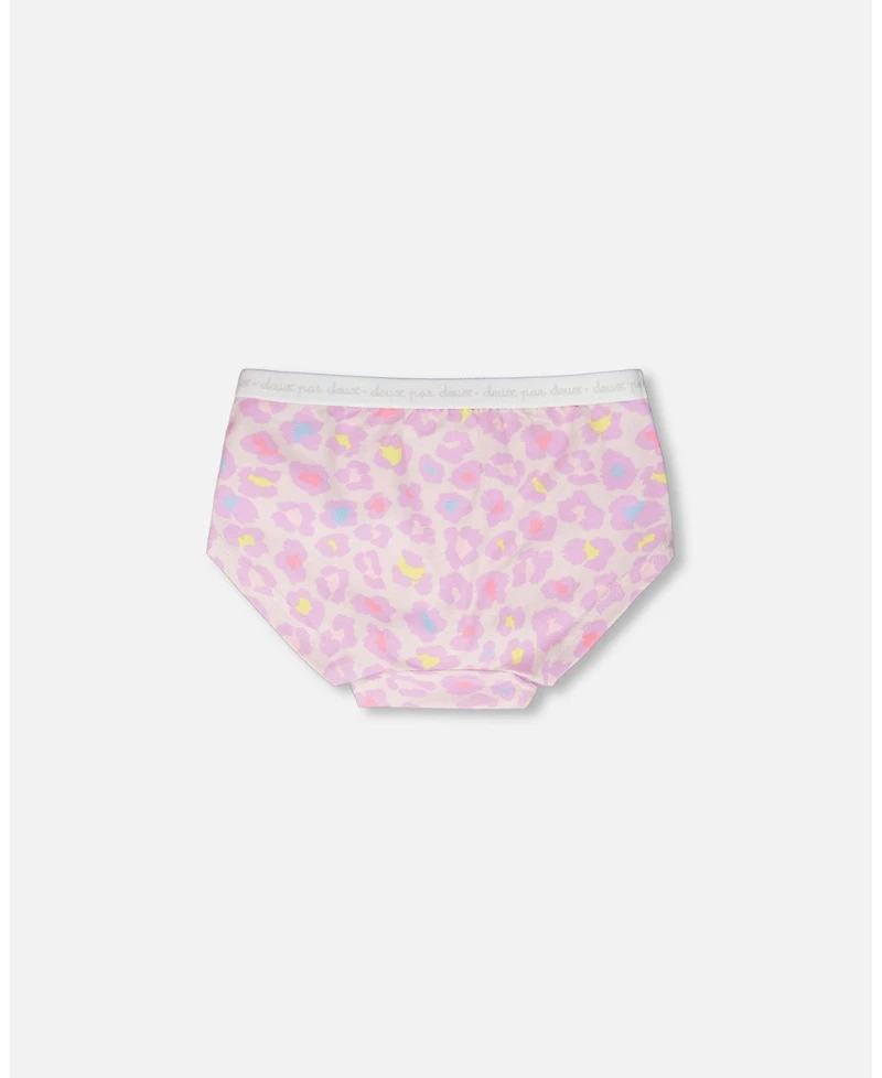 Deux par Big Girl's Cotton Boyshort Panty Purple Animal Print