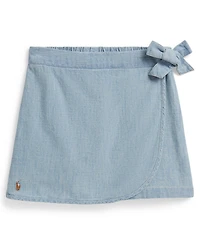 Polo Ralph Lauren Girls' 2T-6X Chambray Faux-Wrap Skort