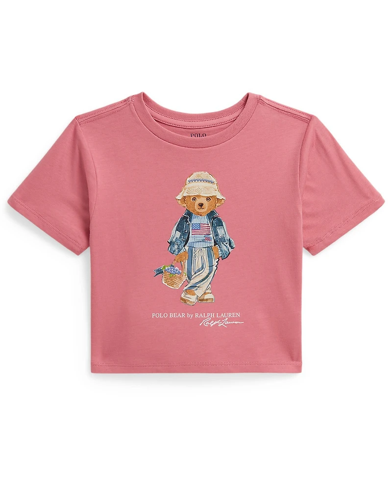 Polo Ralph Lauren Girls' 2-6X Bear Crewneck Jersey Boxy T-Shirt