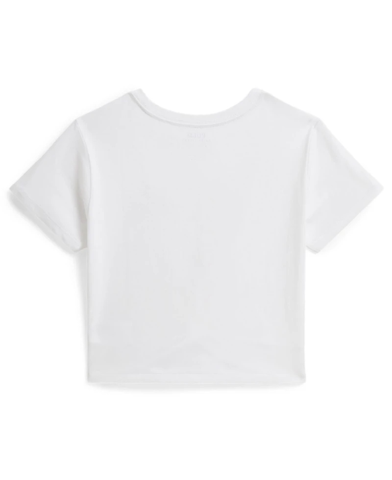 Polo Ralph Lauren Girls' 7-16 Logo Knot-Front Crewneck Boxy T-Shirt