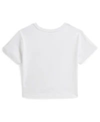 Polo Ralph Lauren Girls' 7-16 Logo Knot-Front Crewneck Boxy T-Shirt