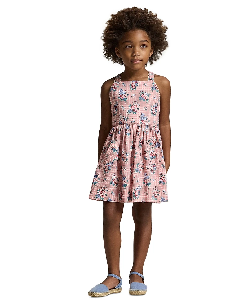 Polo Ralph Lauren Girls' 2-6X Floral-Print Slub Square Neck Dress