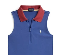 Polo Ralph Lauren Girls' 7-16 Pleated Mesh Quarter-Zip Collar Dress