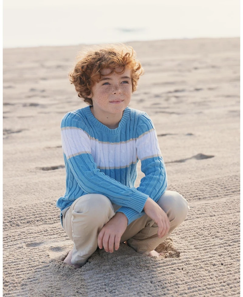 Hope & Henry Toddler Boys' Organic Cable Crewneck Pullover Sweater
