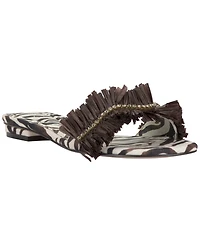 Jessica Simpson Women's Danive Raffia Fringe Flat Slide Sandals