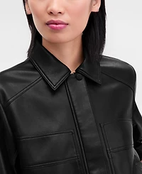 I.n.c. International Concepts Women's Faux-Leather Bomber Jacket, Macy's Exclusive