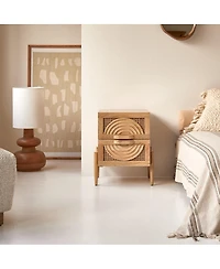 Tikamoon Solid mango wood and rattan bedside table