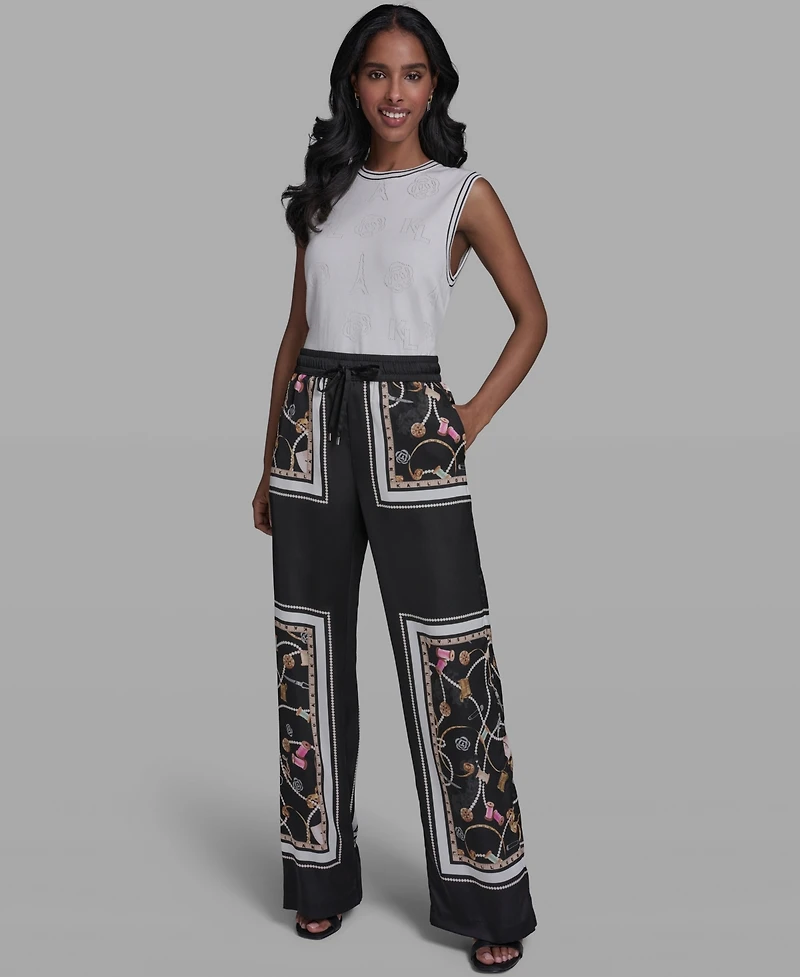 Karl Lagerfeld Paris Women's Mid Rise Pull-On Pants