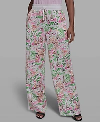 Karl Lagerfeld Paris Women's Floral Border Print Mid Rise Pants