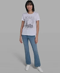 Karl Lagerfeld Paris Women's Crew Neck Short-Sleeve T-Shirt