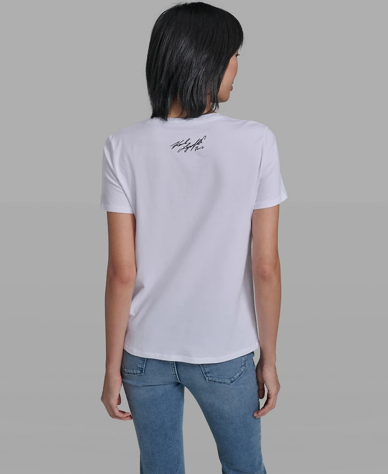 Karl Lagerfeld Paris Women's Crew Neck Sunglasses T-Shirt