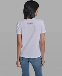 Karl Lagerfeld Paris Women's Crew Neck Sunglasses T-Shirt