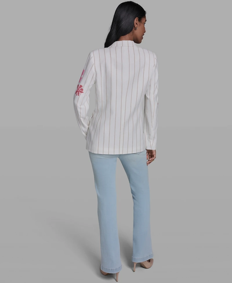 Karl Lagerfeld Paris Women's Stripe Collared Blazer