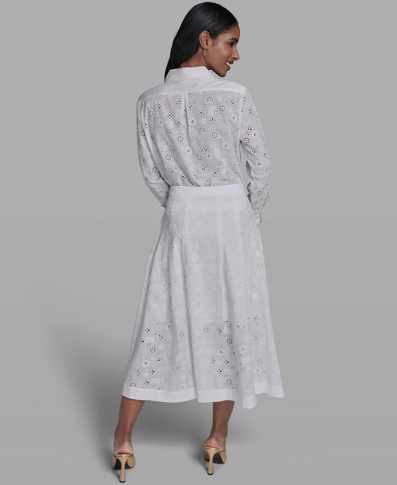 Karl Lagerfeld Paris Women's Collared Long-Sleeve Blouse