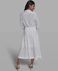 Karl Lagerfeld Paris Women's Collared Long-Sleeve Blouse