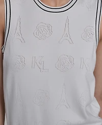Karl Lagerfeld Paris Women's Crew Neck Sleeveless Tank Sweater
