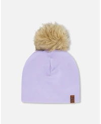 Deux par Girl Stretch Jersey Hat Purple with Pompom