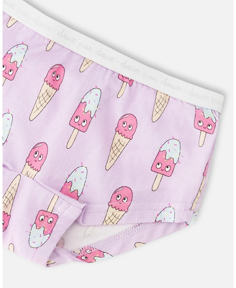 Deux par Toddler Cotton Boyshort Panty Lilac Printed Ice Creams