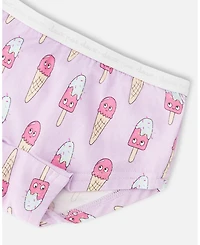 Deux par Toddler Cotton Boyshort Panty Lilac Printed Ice Creams